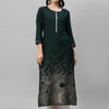 Dhiyona IE Women Green Embroidered Straight Kurta
