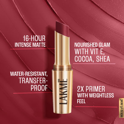 Lakme 9 To 5 Powerplay Priming Matte Lipstick, Lasts hrs - MR5 Berry Base