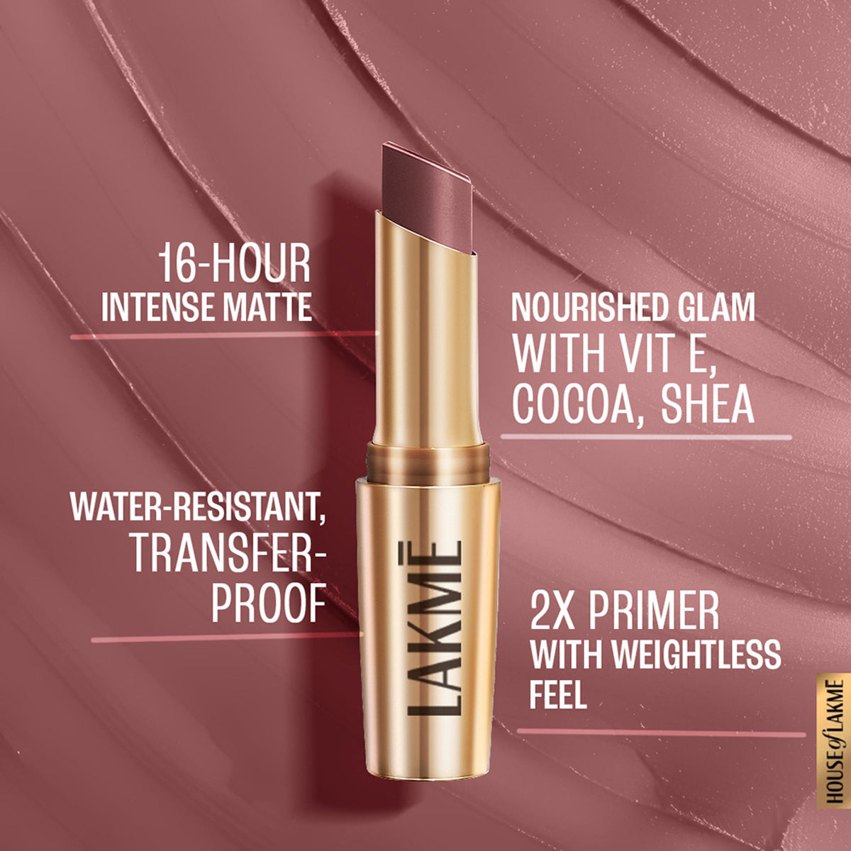 Lakme 9 To 5 Powerplay Priming Matte Lipstick, Lasts hrs - Dusty Pink