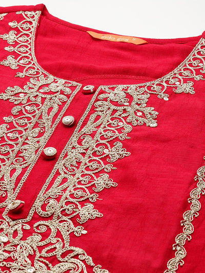 Indyancart IE Ethnic Motifs Embroidered Kurta with Trousers & With Dupatta