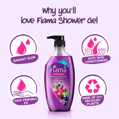 Fiama Shower Gel Blackcurrant & Bearberry Body Wash With Skin Conditioners For Radiant Glow