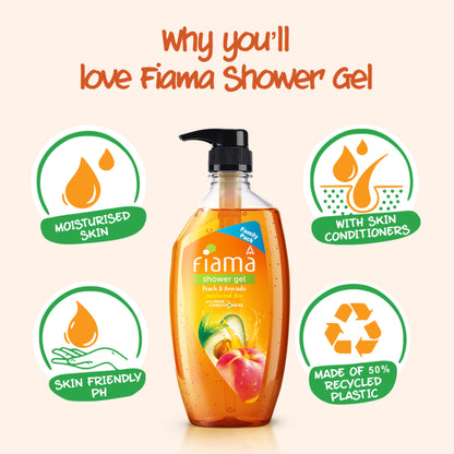 Fiama Shower Gel Peach & Avocado Body Wash For Soft Moisturised & Hydrating Skin