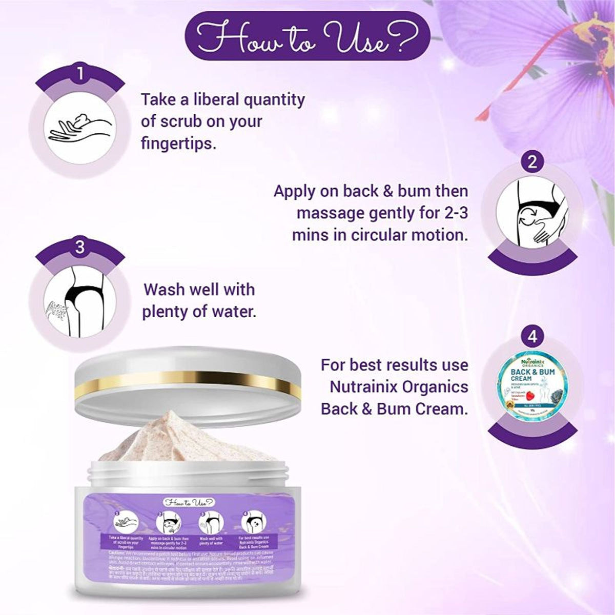 Nutrainix Organics Back & Bum Dark Spots Removal Scrub Reduce Acne Spot