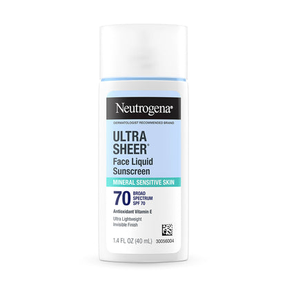 Neutrogena Ultrasheer Mineral Sunscreen SPF70 PA++++ Vitamin E, UVA & UVB, For Sensitive Skin