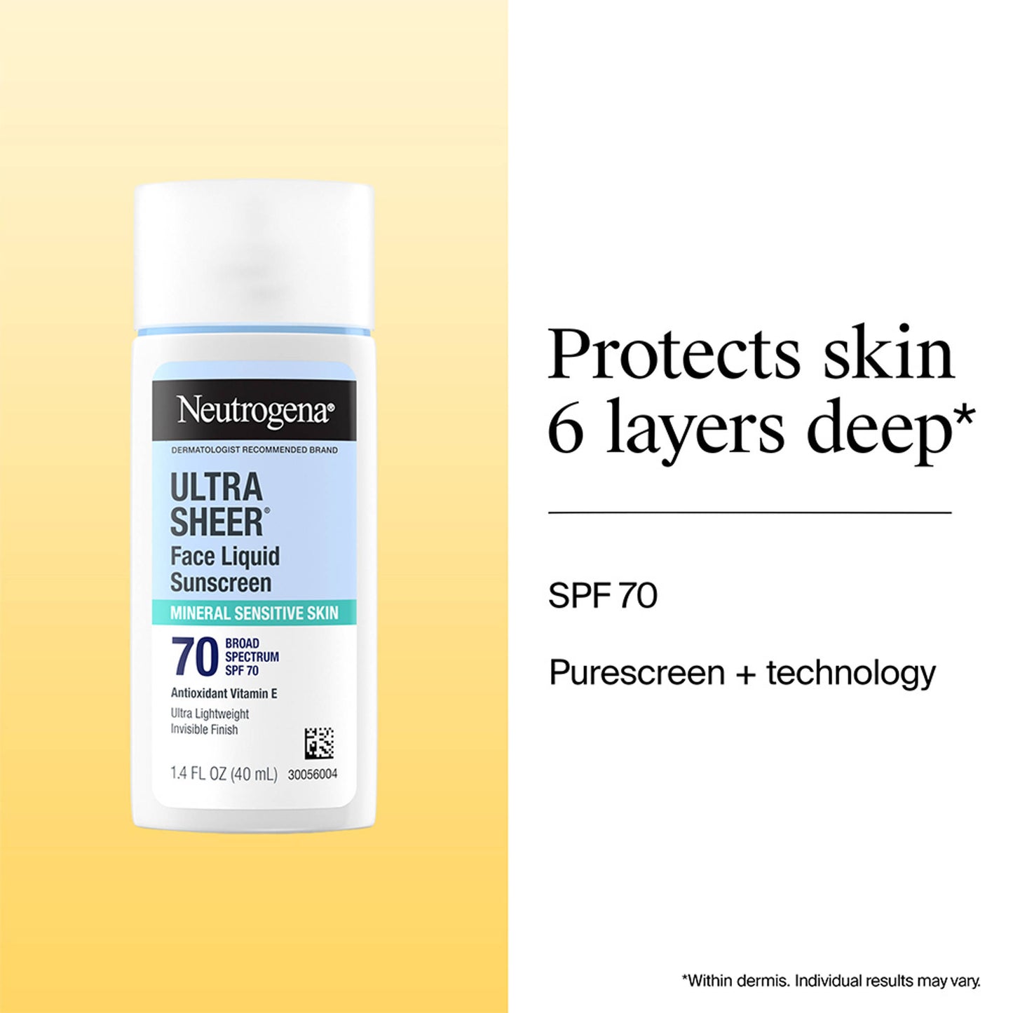 Neutrogena Ultrasheer Mineral Sunscreen SPF70 PA++++ Vitamin E, UVA & UVB, For Sensitive Skin