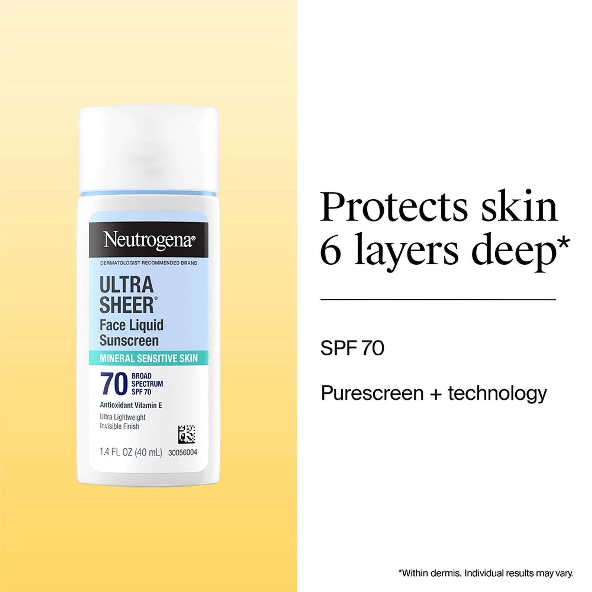 Neutrogena Ultrasheer Mineral Sunscreen SPF70 PA++++ Vitamin E, UVA & UVB, For Sensitive Skin