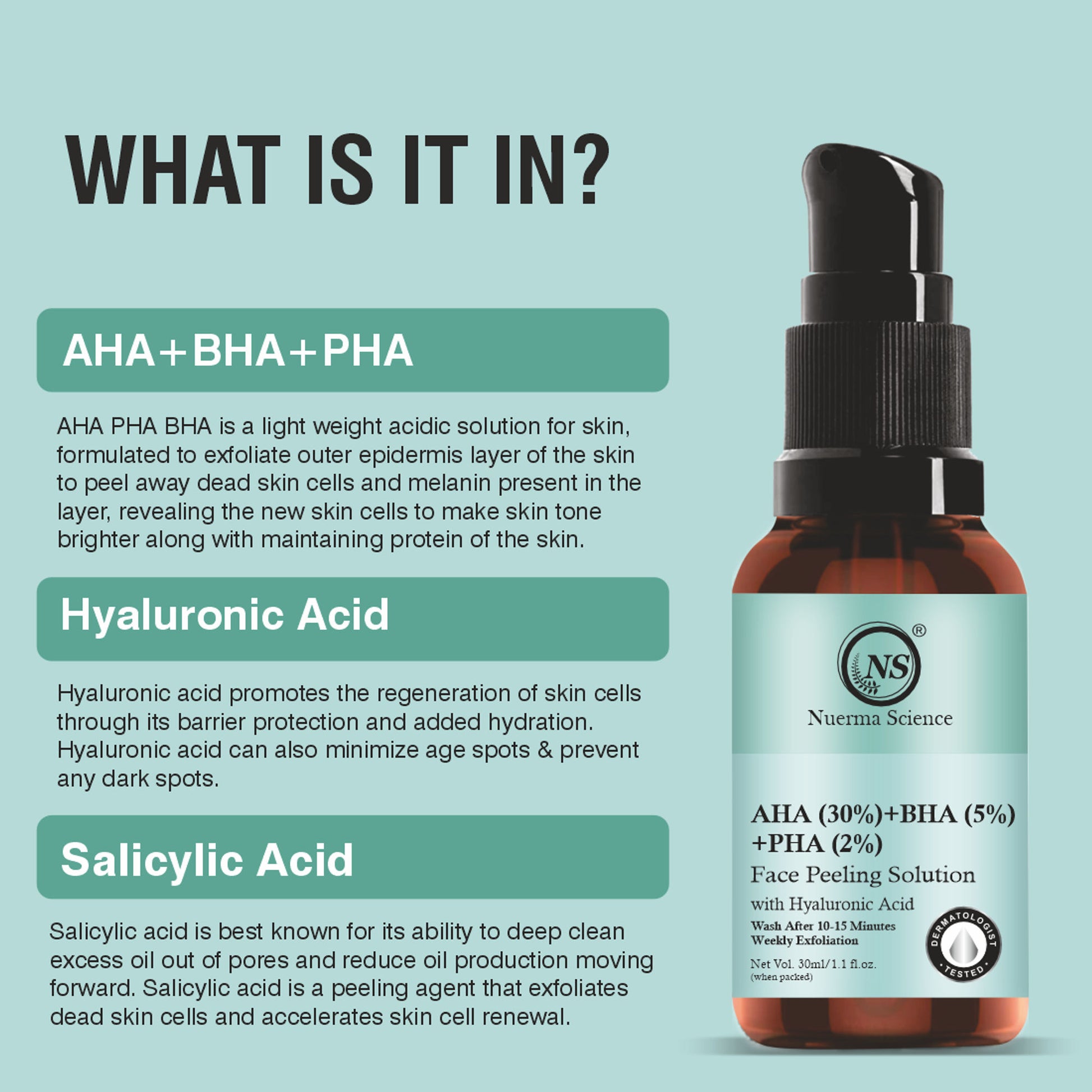 Nuerma Science AHA 30% + BHA 5% + PHA 2% Face Peeling Solution Serum