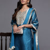 Dhiyona VA Women'sEthnic Motifs Embroidered Regular Sequinned Kurta with Trousers & Dupatta