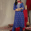 Dhiyona VA Women's Blue Bandhani Printed Gotta Patti Kurta with Trousers & Dupatta