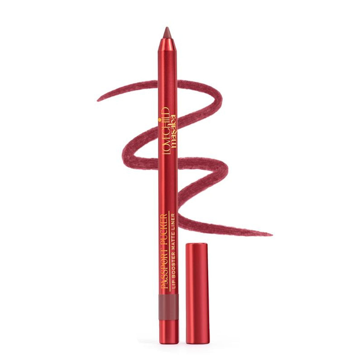 LoveChild Masaba Passport Pucker Matte Lip Liner in Yolo, featuring a sleek design and creamy texture for precise lip definition.