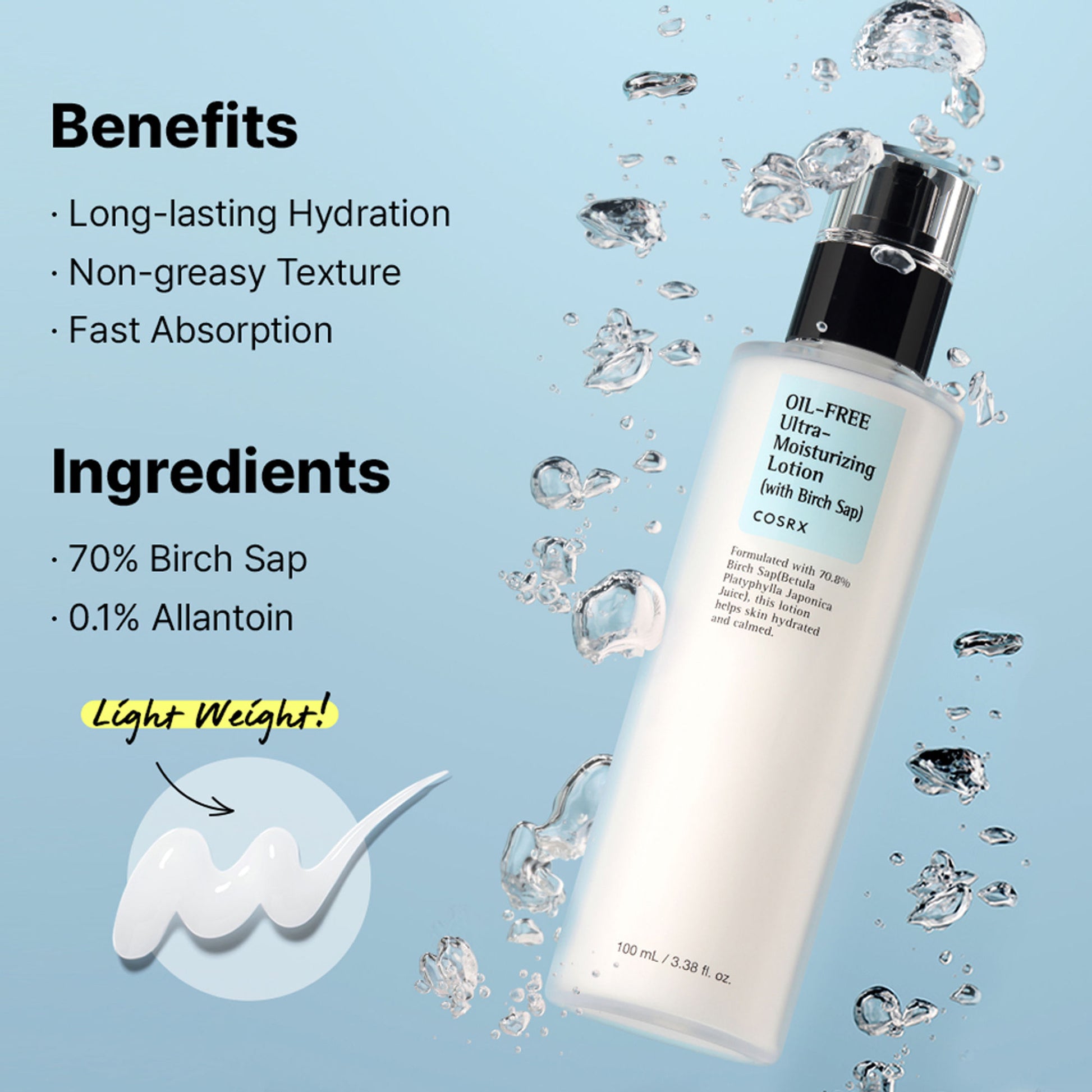 Cosrx Oil Free Ultra Moisturizing Lotion With Birch Sap
