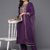 Dhiyona IE Women Floral Yoke Design Regular Sequinned Kurta with Trousers & Dupatta