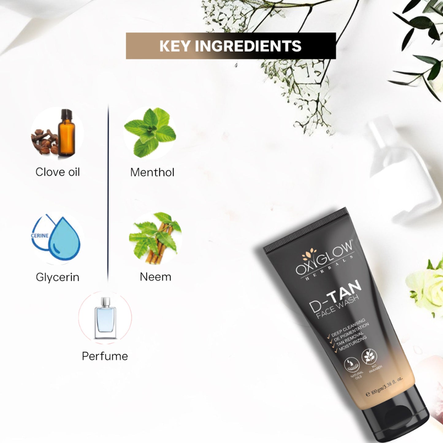 Oxyglow Herbals D Tan Face Wash