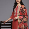 Indyancart VA Women'sEthnic Motifs Embroidered Thread Work Kurta With Trousers & With Dupatta