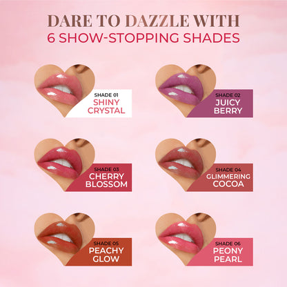 Just Herbs Serum Infused Lip Gloss, Cherry Blossom – Glossy Finish & Hydrating Feel - Peachy Glow