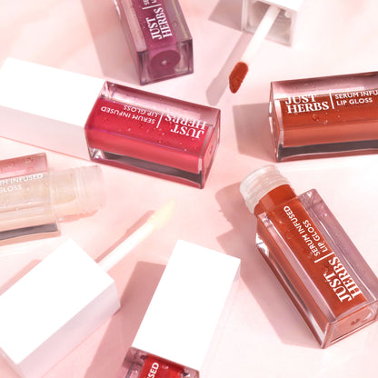 Just Herbs Serum Infused Lip Gloss, Cherry Blossom – Glossy Finish & Hydrating Feel - Peachy Glow