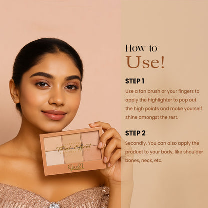 GLAM21 Total Effect 6 Shades Highlighter Palette - Shade 01
