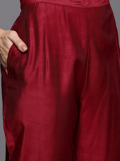 Indyancart IE Women Off White Ethnic Motifs Embroidered Sequinned Kurta with Palazzos & With Dupatta