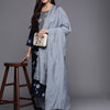 Indyancart VA Women'sFloral Yoke Design Sequinned Chanderi Silk Kurta with Trousers & With Dupatta
