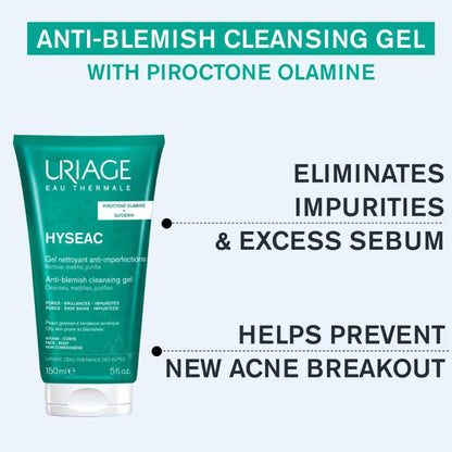 Uriage Hyseac Gentle Gel Face Wash for Oily Acne Prone Skin Foams, Purifies & Eliminates Excess Oil