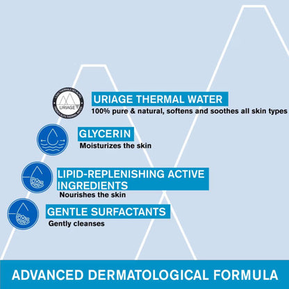 Uriage Extra-Rich Dermatological Face & Body Wash Shower gel for Sensitive Skin Healthy pH 5.5