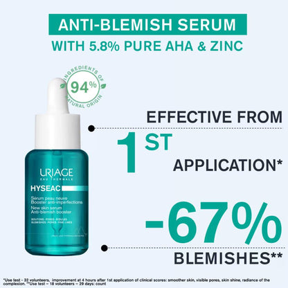 Uriage Hyseac Skin Anti-Blemish Serum 5.8% AHA for Hormonal Peak & Stress Acne Dermat Recommended