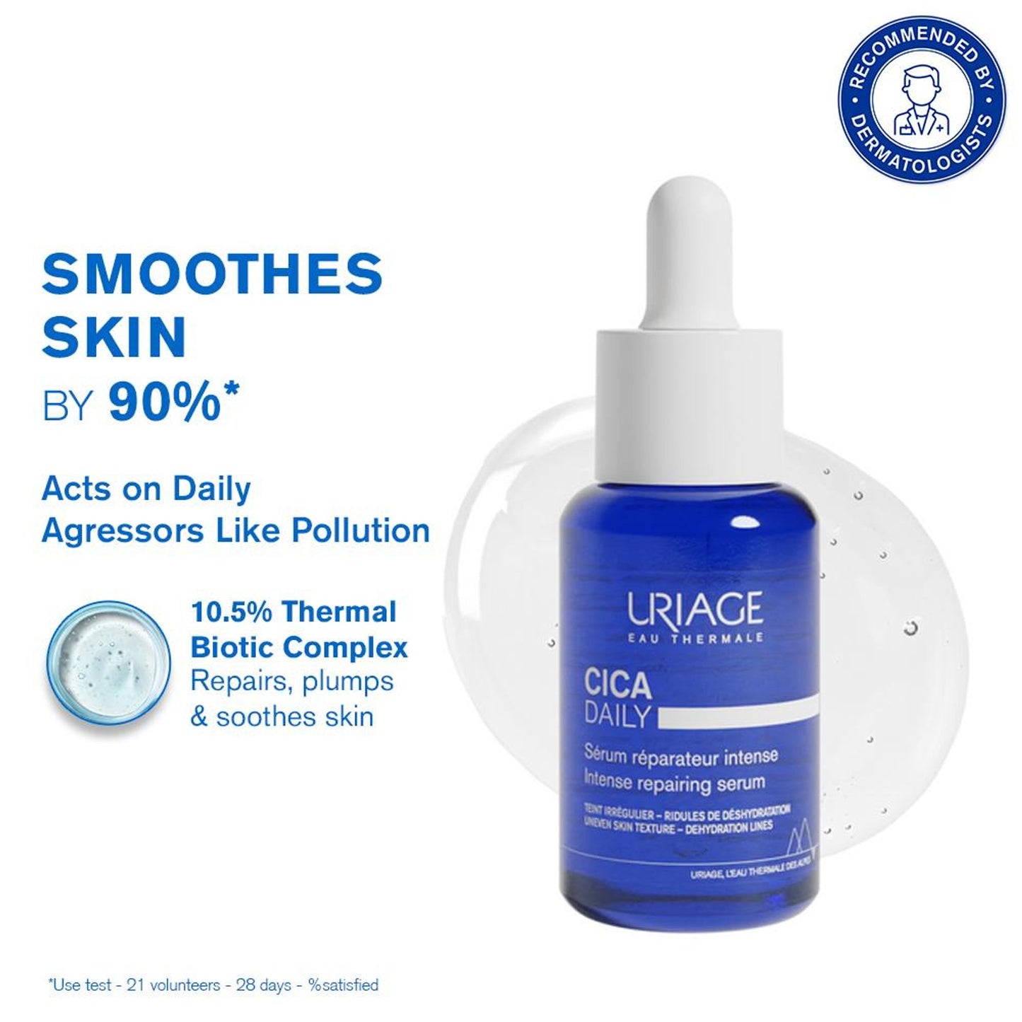 Uriage Cica-Daily Intense Repairing Anti-Pollution Serum 10.5% Thermal Biotic Complex Repairs Skin