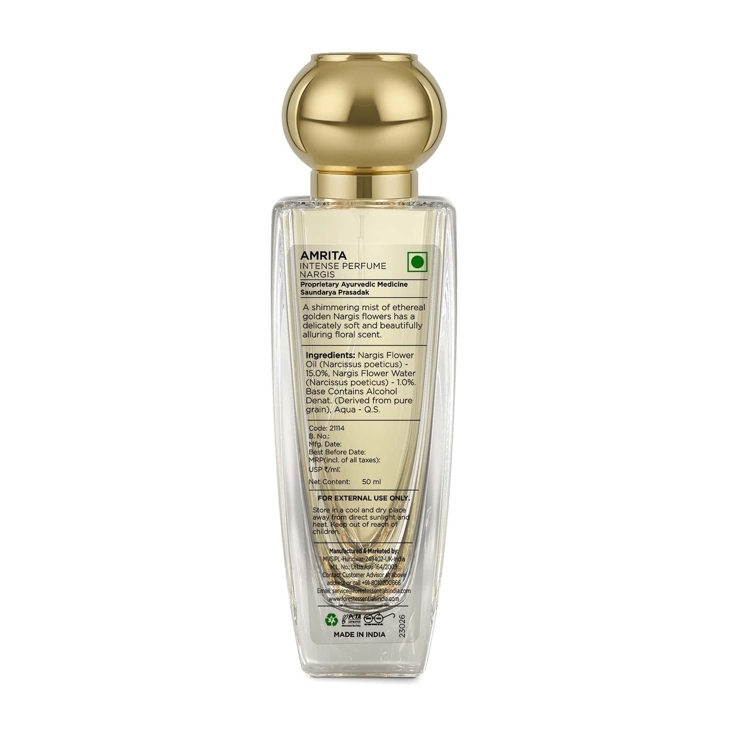 Forest Essentials Intense Perfume Nargis - Long Lasting Luxury Perfume For Her