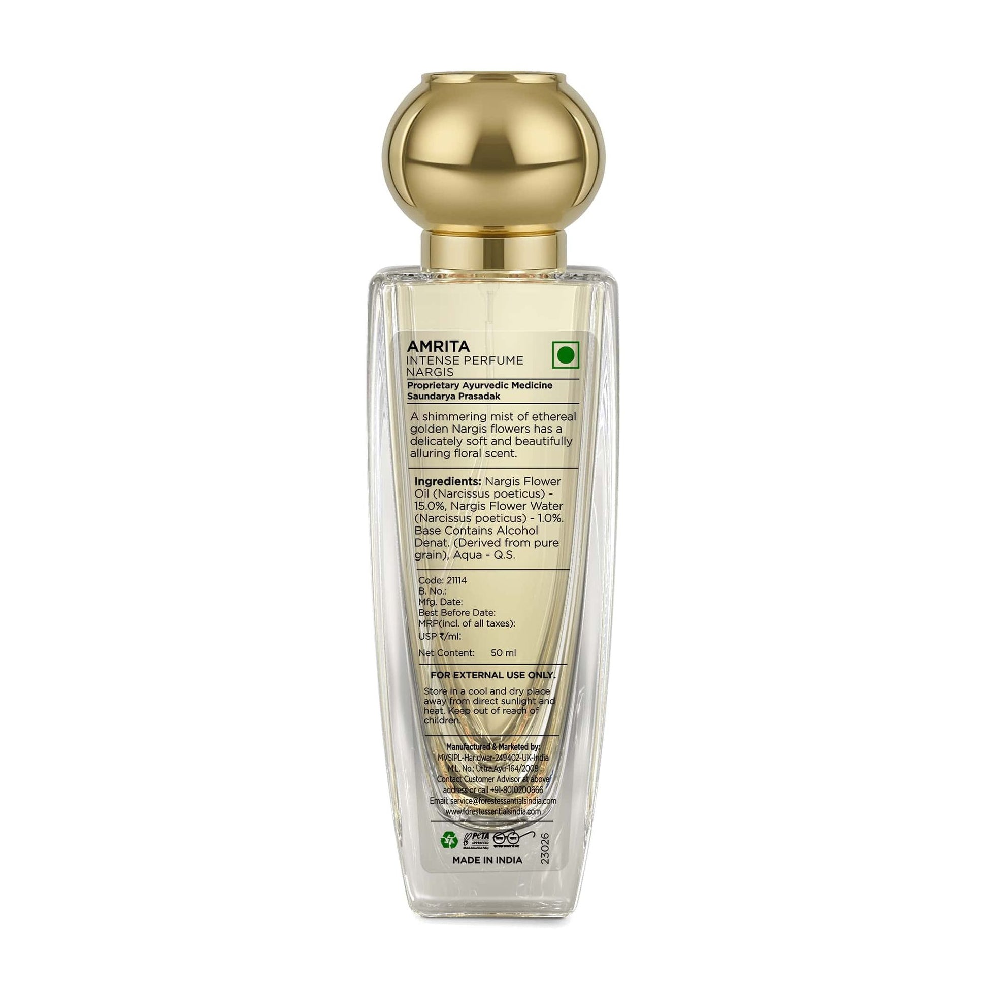 Forest Essentials Intense Perfume Nargis - Long Lasting Luxury Perfume For Her