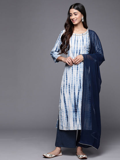 Indyancart VA Women's Dyed Pure Cotton Kurta With Palazzos & With Dupatta