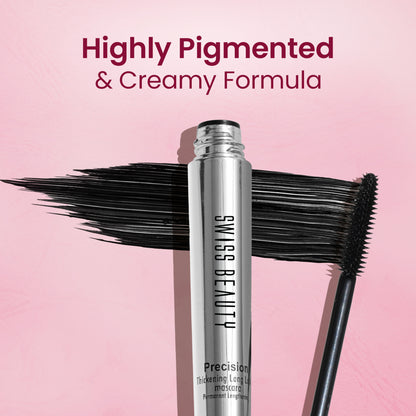 Swiss Beauty Precision Thickening Long Lash Mascara ,Waterproof , Smudge-Proof - Black