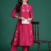 Dhiyona IE Floral Embroidered Thread Work Pure Cotton Kurta with Trousers