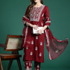 Dhiyona IE Ethnic Motifs Embroidered Thread Work Kurta With Trousers & Dupatta