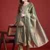 Dhiyona IE Ethnic Motifs Embroidered Sequinned Liva Kurta With Trousers & Dupatta