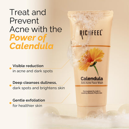 Richfeel Anti Acne Face Wash - Prevents Breakouts, Soothes & Replenishes Acne-Prone Skin