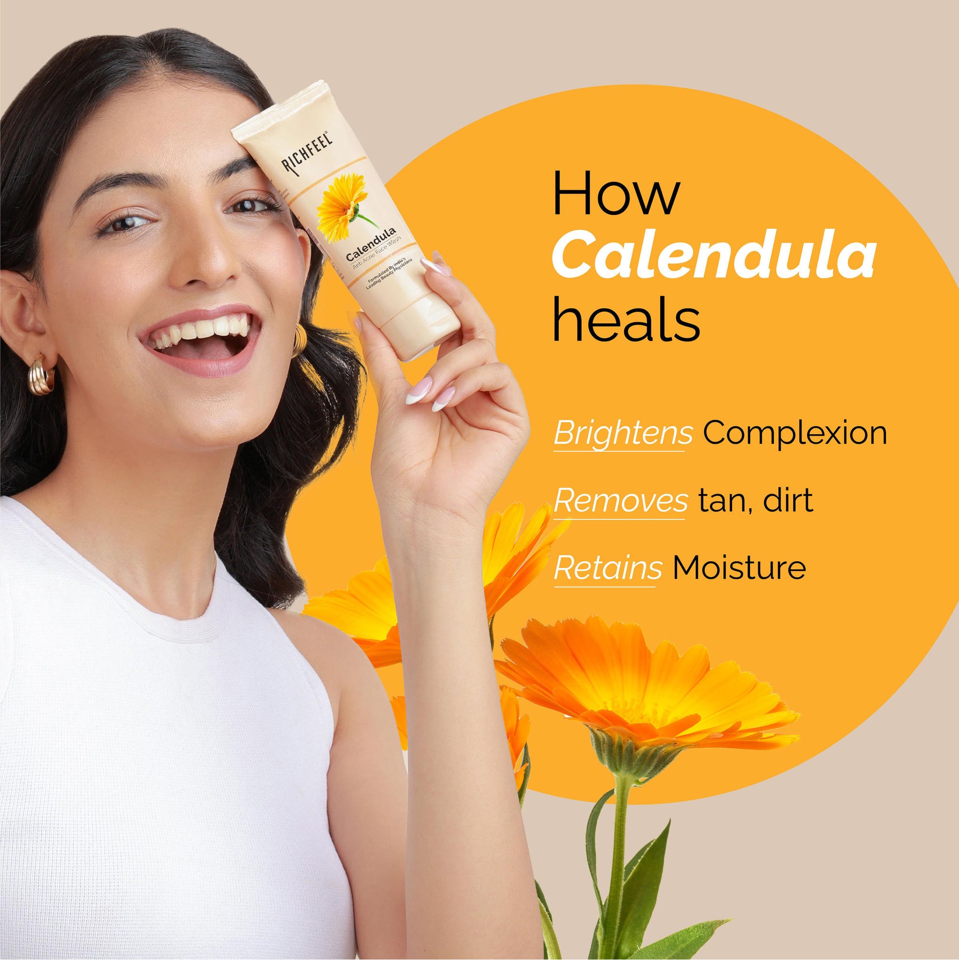 Richfeel Anti Acne Face Wash - Prevents Breakouts, Soothes & Replenishes Acne-Prone Skin