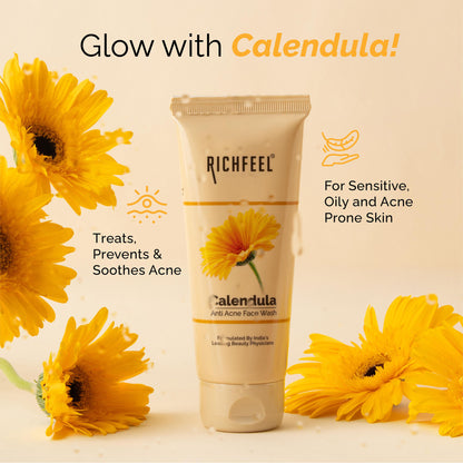Richfeel Anti Acne Face Wash - Prevents Breakouts, Soothes & Replenishes Acne-Prone Skin