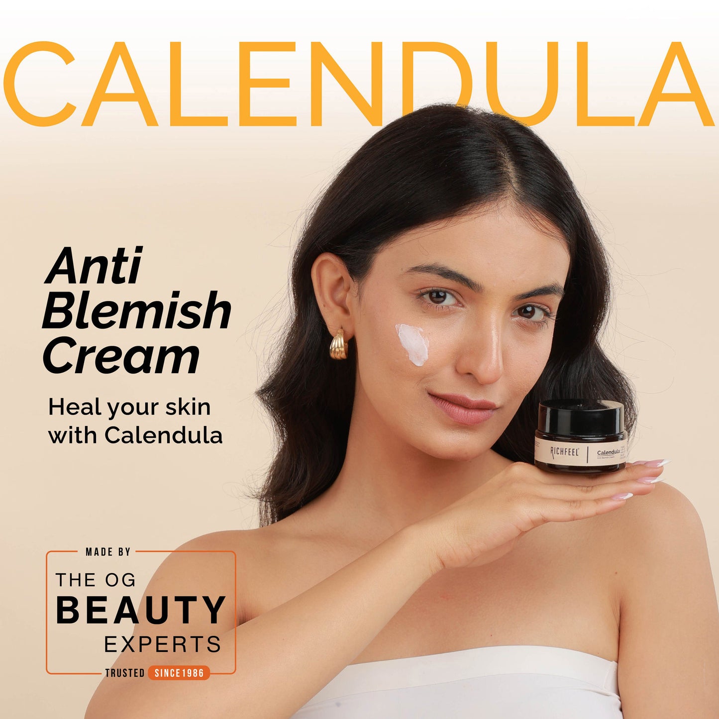 Richfeel Calendula Anti-Blemish Cream - Soothing Echinacea for Acne, Blackheads & Pores