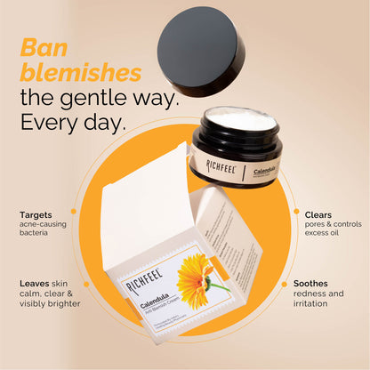 Richfeel Calendula Anti-Blemish Cream - Soothing Echinacea for Acne, Blackheads & Pores
