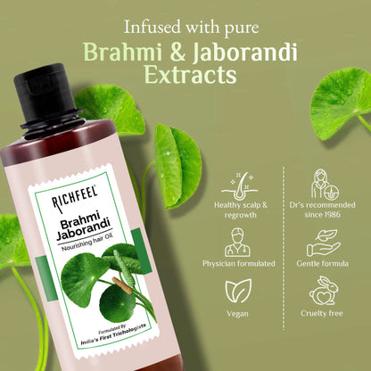 Richfeel Brahmi Jaborandi Hair Oil - Strengthens, Nourishes, Promotes Growth & Soothes Scalp