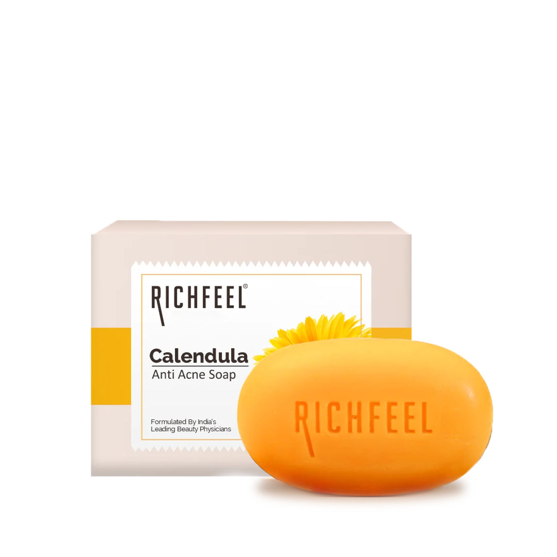 Richfeel Calendula Anti-Acne Soap: Fights Pimples, Blemishes & Promotes Healthy, Luminous Skin
