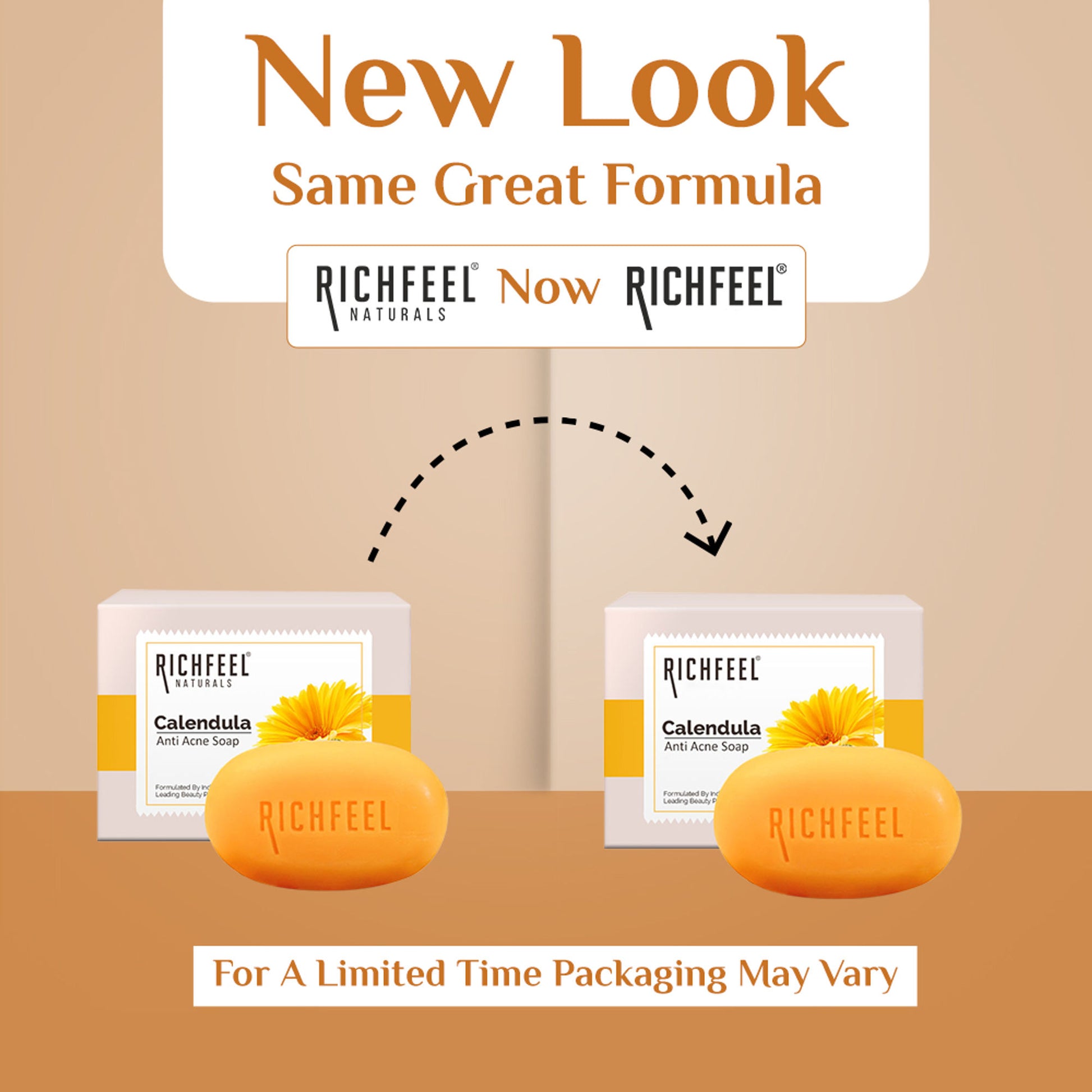 Richfeel Calendula Anti-Acne Soap: Fights Pimples, Blemishes & Promotes Healthy, Luminous Skin