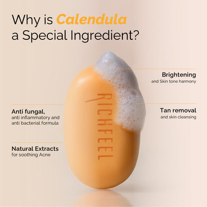 Richfeel Calendula Anti-Acne Soap: Fights Pimples, Blemishes & Promotes Healthy, Luminous Skin