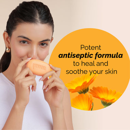 Richfeel Calendula Anti-Acne Soap: Fights Pimples, Blemishes & Promotes Healthy, Luminous Skin