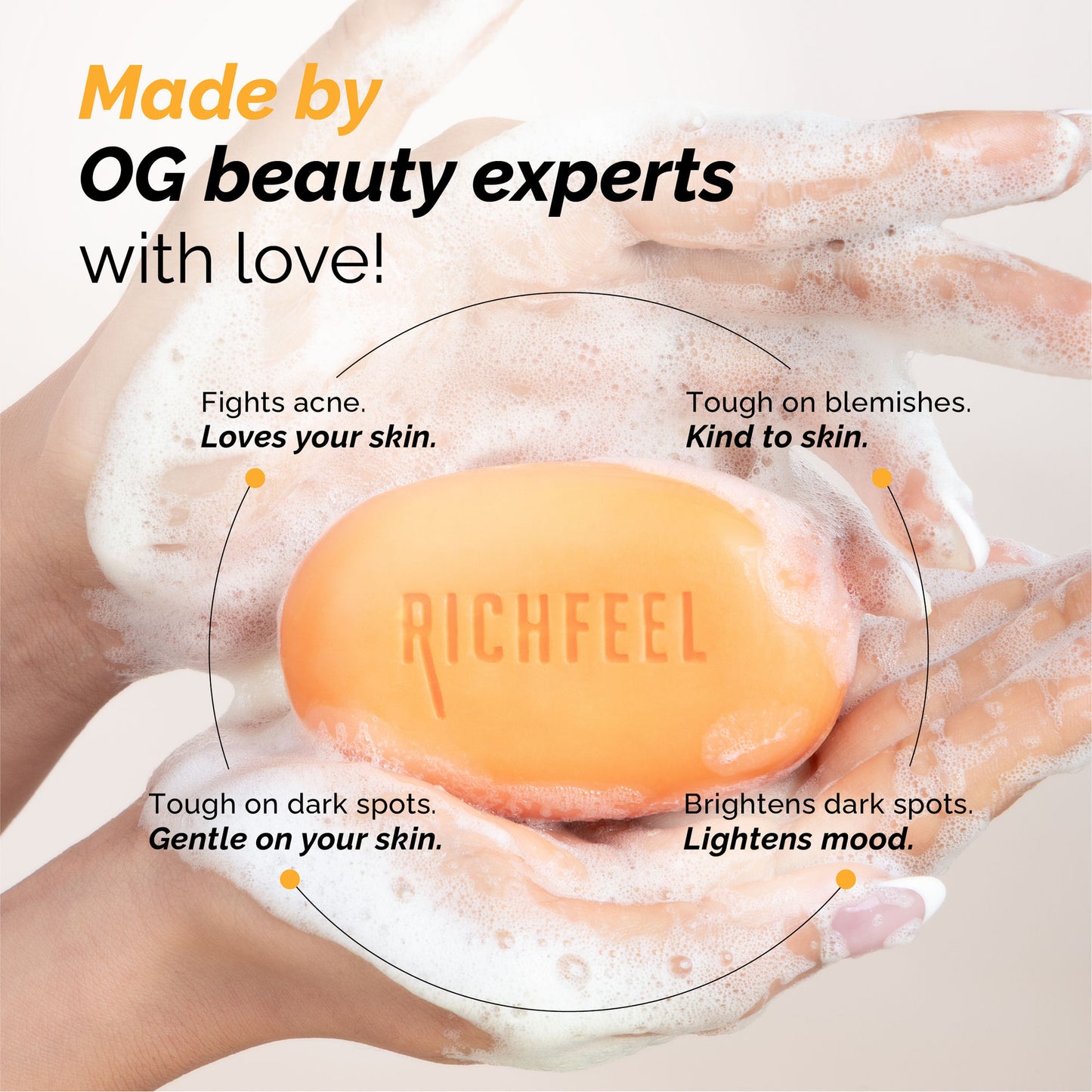 Richfeel Calendula Anti-Acne Soap: Fights Pimples, Blemishes & Promotes Healthy, Luminous Skin