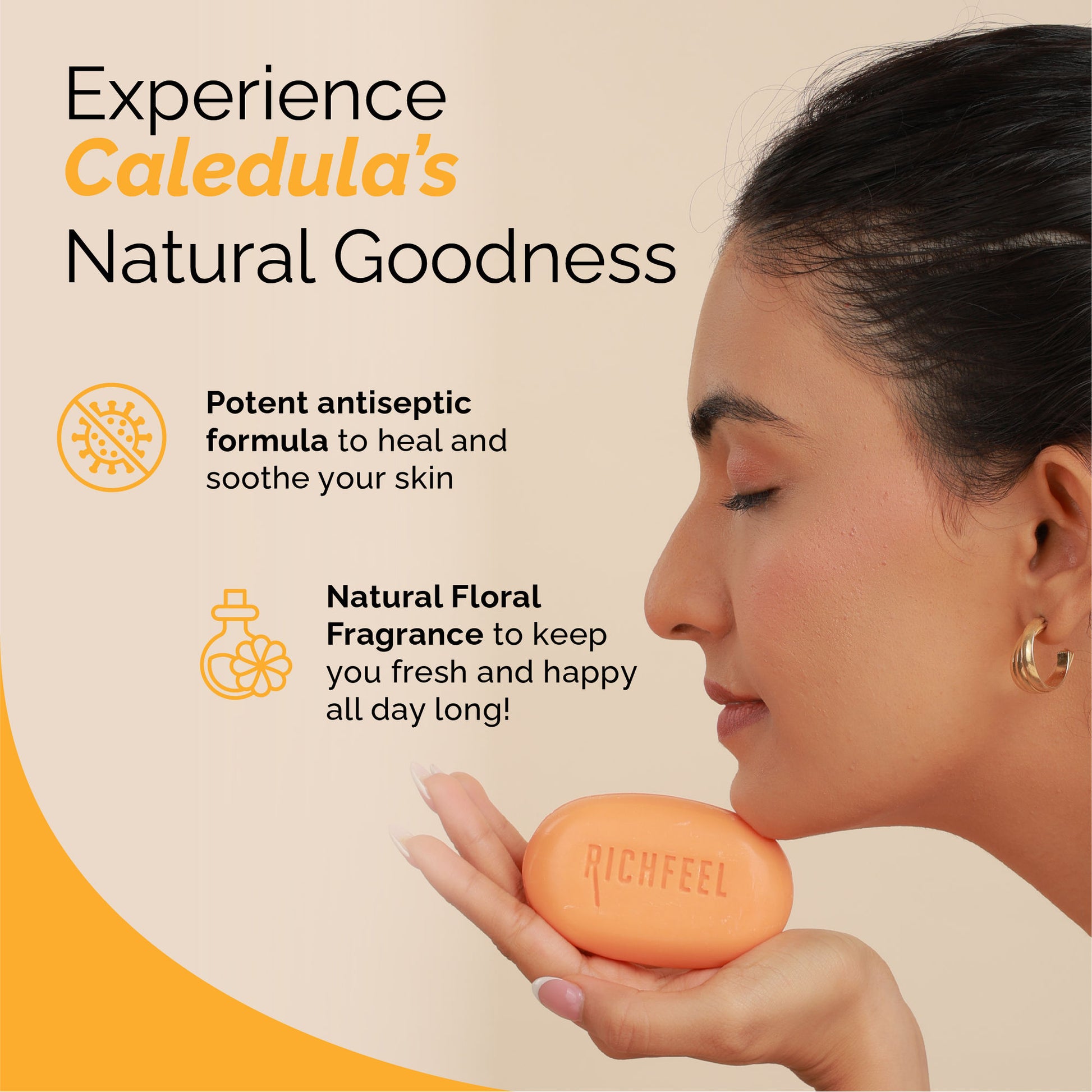 Richfeel Calendula Anti-Acne Soap: Fights Pimples, Blemishes & Promotes Healthy, Luminous Skin