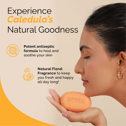 Richfeel Calendula Anti-Acne Soap: Fights Pimples, Blemishes & Promotes Healthy, Luminous Skin