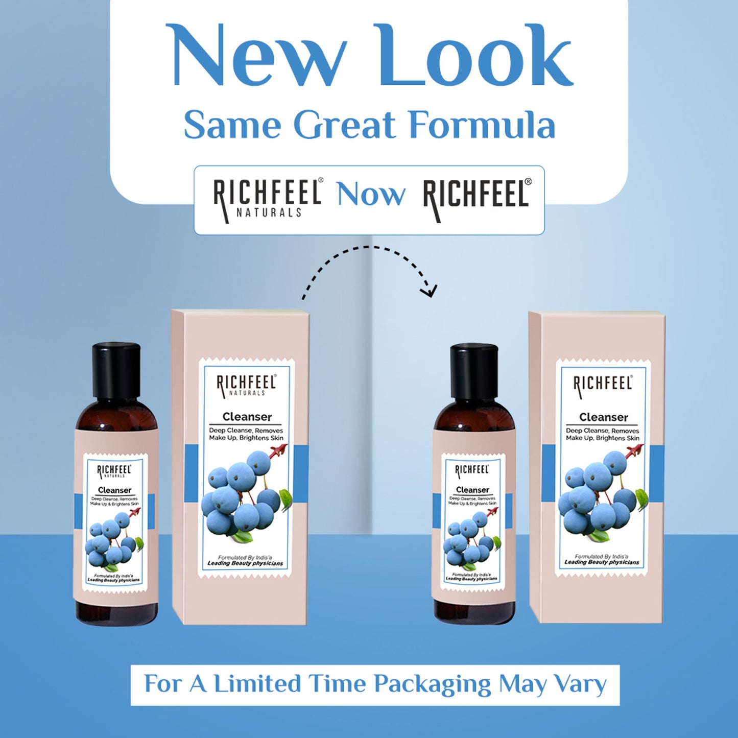 Richfeel Gentle Face Cleanser for Dry to Normal, Sensitive Skin - Hydrating, Removes Dirt & Makeup