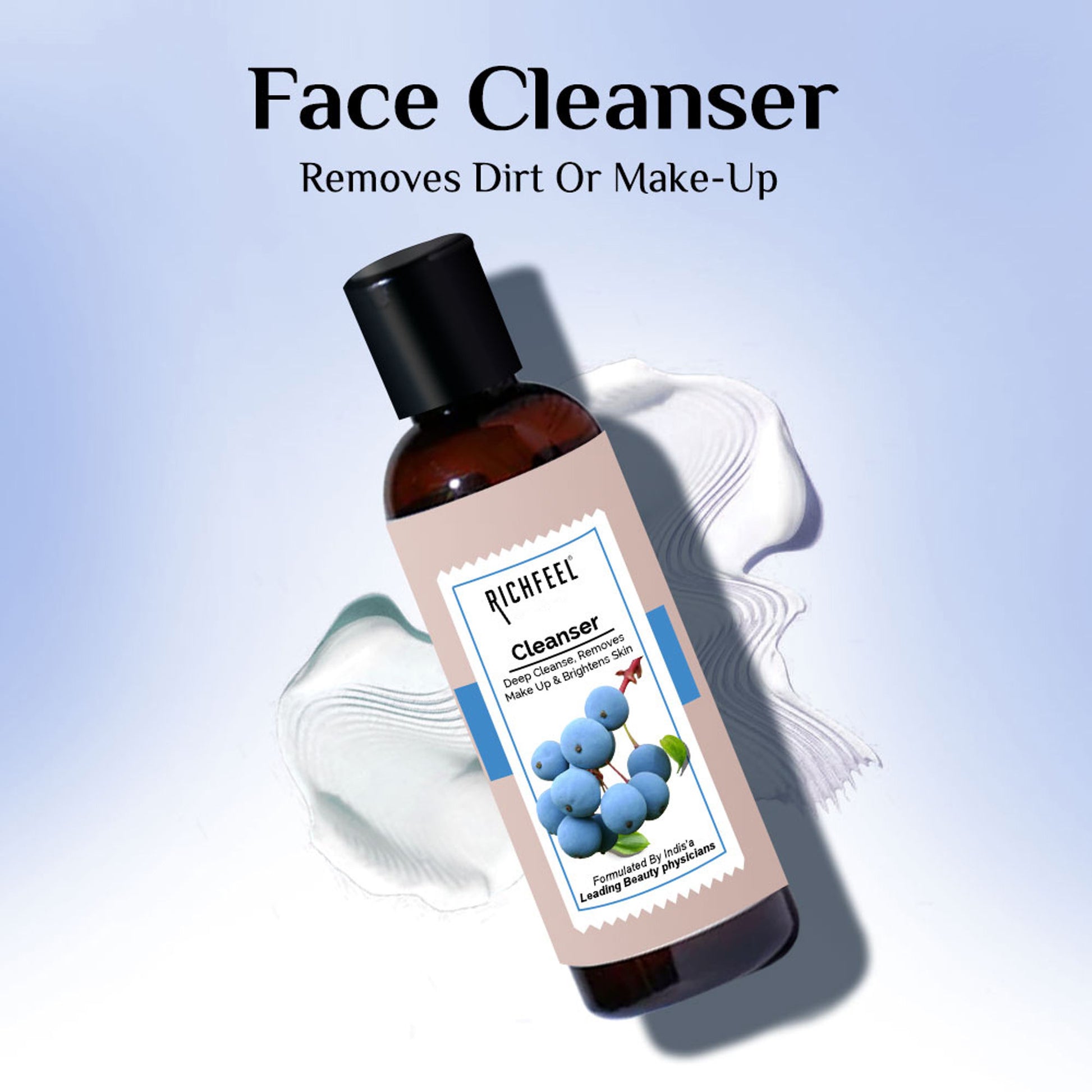 Richfeel Gentle Face Cleanser for Dry to Normal, Sensitive Skin - Hydrating, Removes Dirt & Makeup