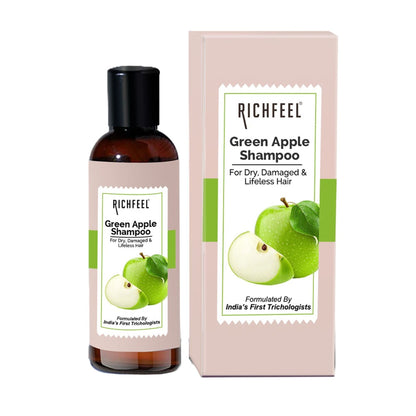 Richfeel Green Apple Shampoo for Dry, Damaged Hair - Nourishes Scalp, Promotes Shine & Smoothness